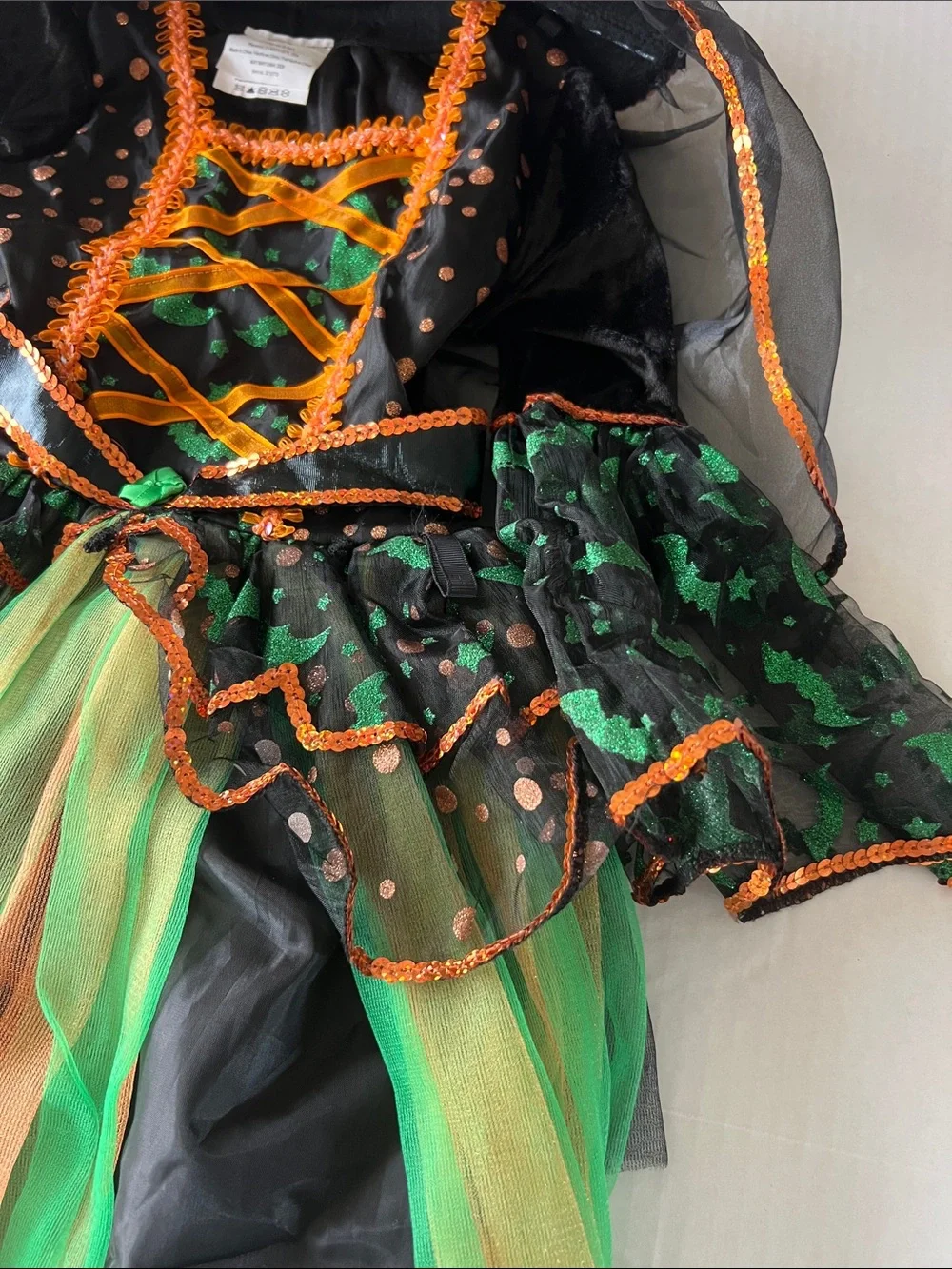 TeeTot Kids Halloween Witch Costume Dress in Black/Green/Orange Size 5/6